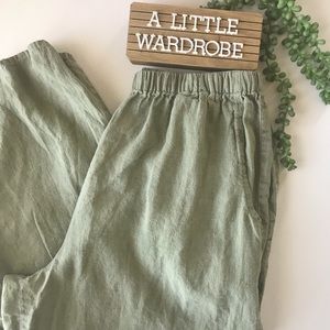 FLAX Sage Green Floods Wide Leg High Waist